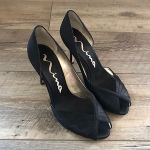 Nina Black Peep Toe Pump - 7.5 EUC